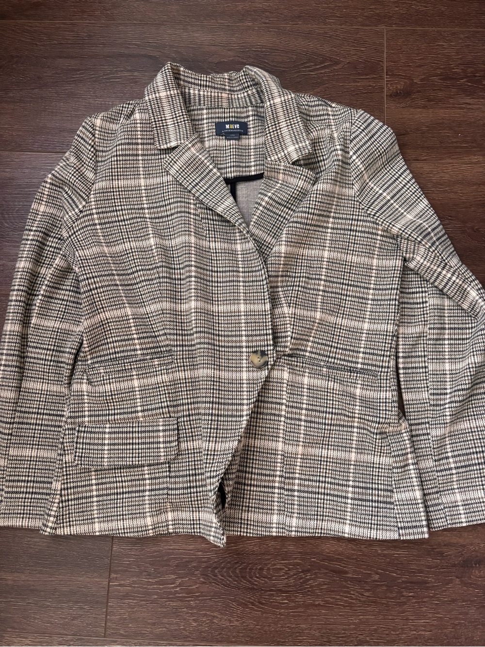 Anthropologie Plaid Blazer in Beige and Brown
